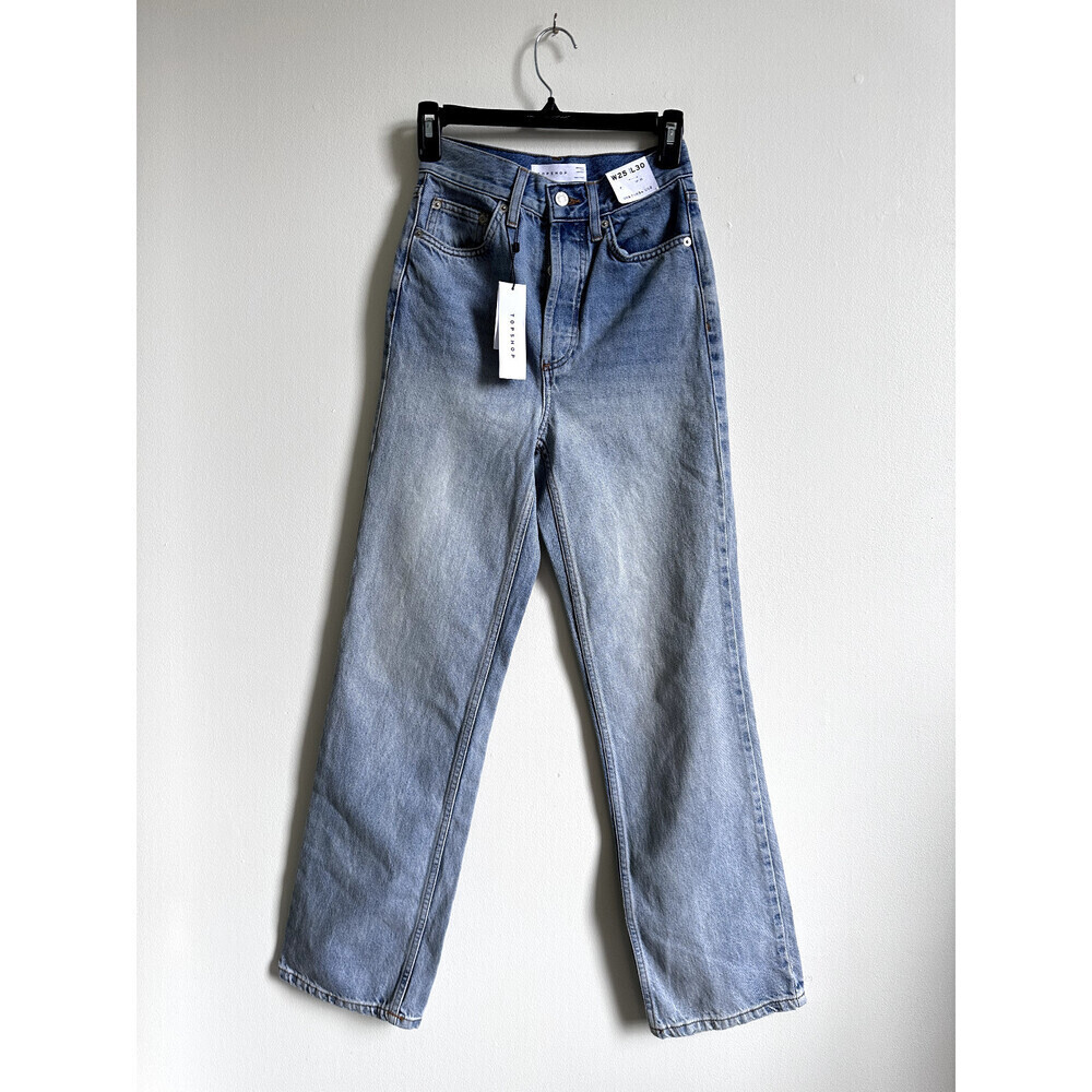 Topshop Women's Back Rip Straight Leg Jeans high waist Size W25 L30 US 2